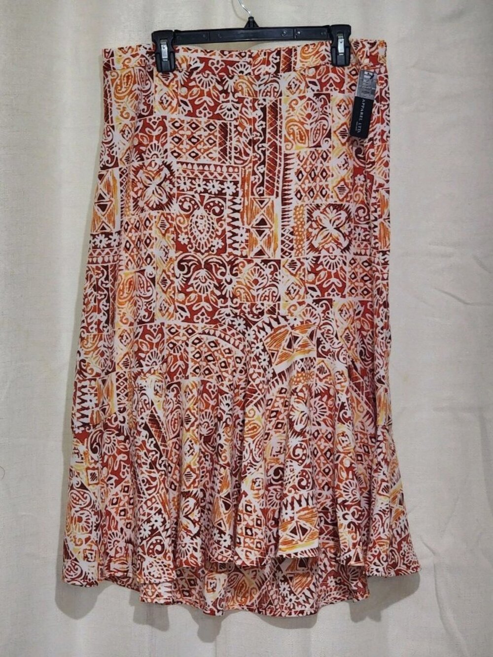 Soho Apparel LTD Women's Midi Skirt High Low Pull-On Multicolor Size Large NWT